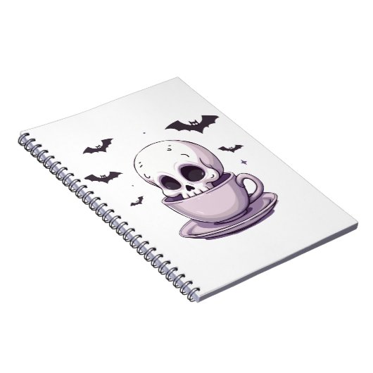 Pastel Goth Skull in Teacup Notizblock (Rechte Seite)