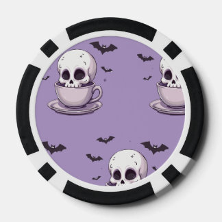 Pastel Goth Skull in Teacup Pokerchips