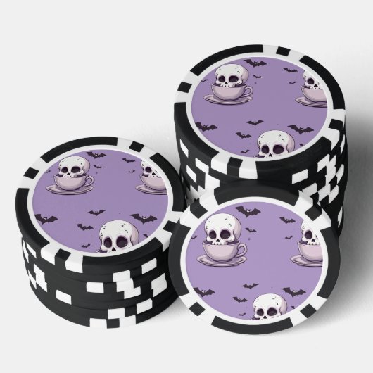 Pastel Goth Skull in Teacup Pokerchips (Stapel)