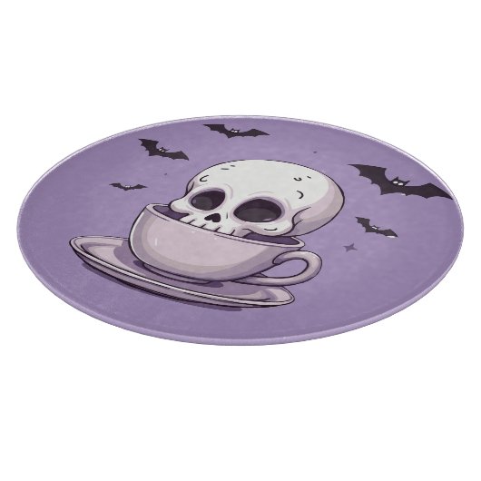 Pastel Goth Skull in Teacup Schneidebrett (Ecke)