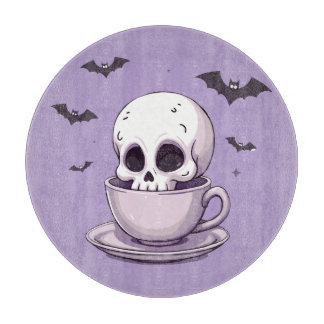 Pastel Goth Skull in Teacup Schneidebrett