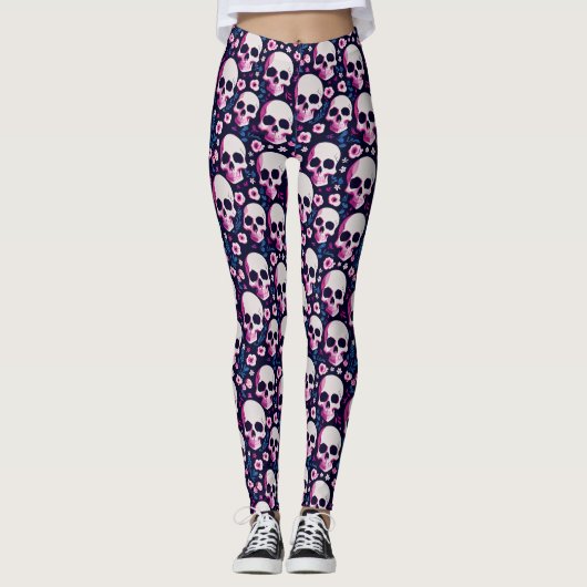 Pastel Goth Skull Leggings (Vorderseite)