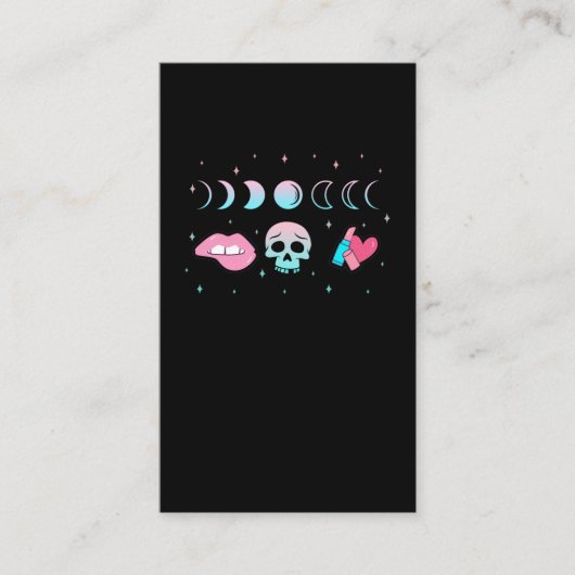 Pastel Goth Skull Moon Kawaii Make up Hexe Visitenkarte (Vorderseite)