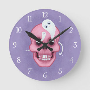 Pastel goth skull spooky cute runde wanduhr