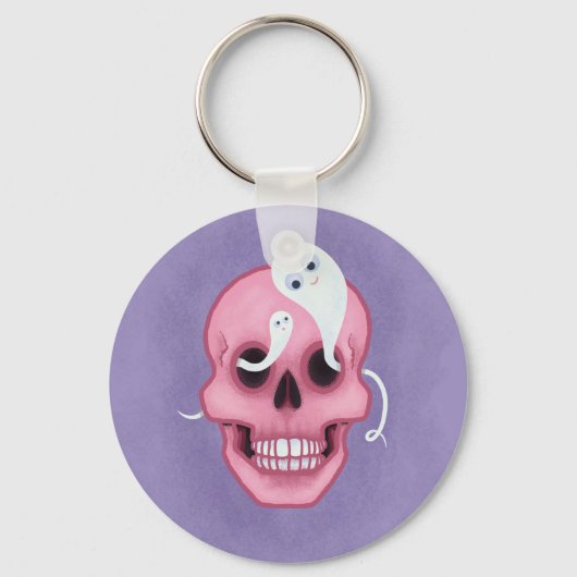 Pastel Goth Skull Sporoky niedlich Schlüsselanhänger (Vorderseite)