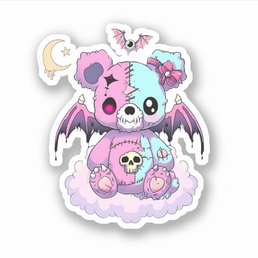 Pastel Goth Teddy Bear Aufkleber (Vorderseite)