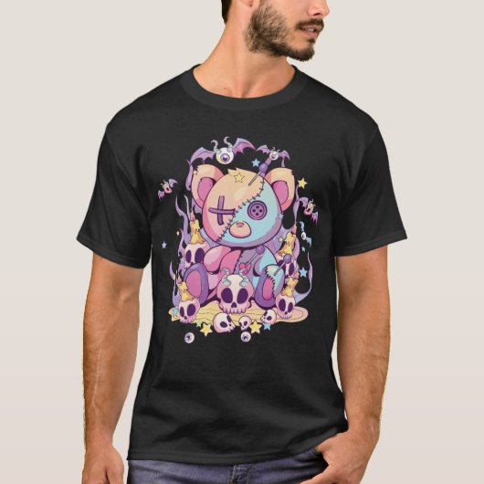 Pastel Goth Teddy Bear Voodoo Doll Niedliche Ästhe T-Shirt (Vorderseite)