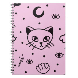 Pastel Goth Wiccan Cat Notebook - Bezaubernd Notizblock