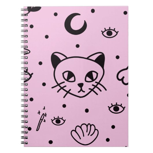 Pastel Goth Wiccan Cat Notebook - Bezaubernd Notizblock (Vorderseite)
