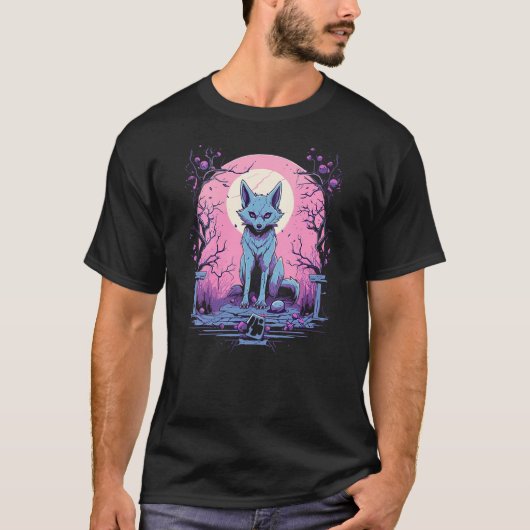 Pastel Goth Wolf Kawaii Cute Creepy Halloween Anim T-Shirt (Vorderseite)