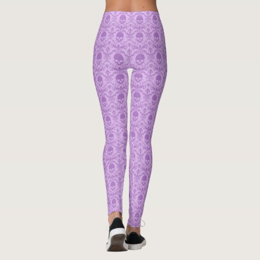 Pastel Gothic Baroque Skull Pattern Leggings (Rückseite)