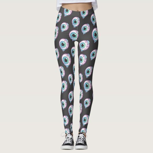 Pastel Gothic Candy Eyeball Pattern Leggings (Vorderseite)
