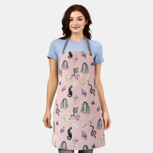 Pastel Gothic Story Pattern Pink Schürze (Getragen)