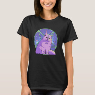 Pastel-Gothik-Gothic-Dämon-Katze im Pentagramm Sat T-Shirt