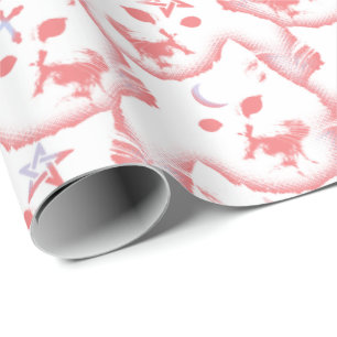 Pastel-Gotisches-Kätzchen-Hexenkatze-Pentagramm-un Geschenkpapier