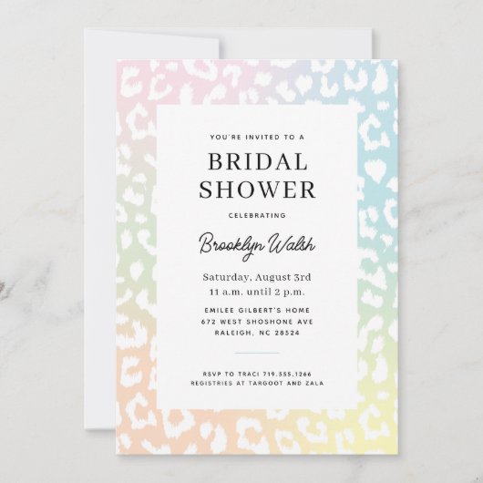 Pastel Gradient Animal Print Brautparty Einladung (Vorderseite)