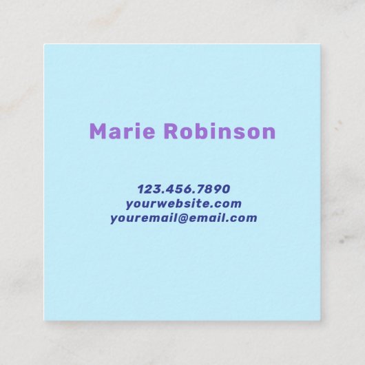 Pastel Gradient Aqua Blue Lilac Lavender Quadratische Visitenkarte (Rückseite)