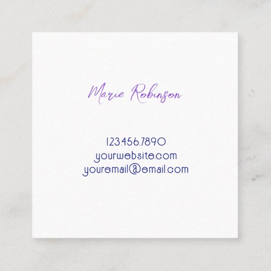 Pastel Gradient Aqua Lavender Lash Artist Quadratische Visitenkarte (Rückseite)