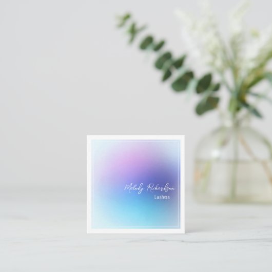Pastel Gradient Aqua Lavender Lash Artist Quadratische Visitenkarte (Stehend Vorderseite)