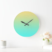 Pastel Gradient Background Turquoise Yellow Große Wanduhr (Zuhause)