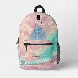 Pastel Gradient Glitzer Rainbow Bokeh Bedruckter Rucksack