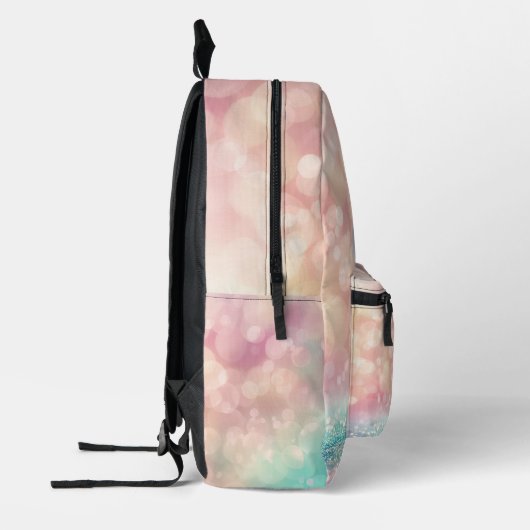 Pastel Gradient Glitzer Rainbow Bokeh Bedruckter Rucksack (Links)