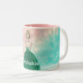 Pastel Gradient Glitzer Rainbow Bokeh Zweifarbige Tasse (VorderseiteRechts)
