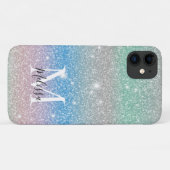 Pastel Gradient Glitzer Sparkle Monogram Name Case-Mate iPhone Hülle (Rückseite (Horizontal))