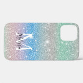 Pastel Gradient Glitzer Sparkle Monogram Name Case-Mate iPhone Hülle (Rückseite (Horizontal))