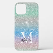 Pastel Gradient Glitzer Sparkle Monogram Name Case-Mate iPhone Hülle (Rückseite)