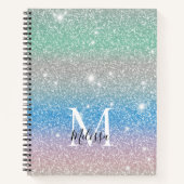Pastel Gradient Glitzer Sparkle Monogram Notizblock (Vorderseite)