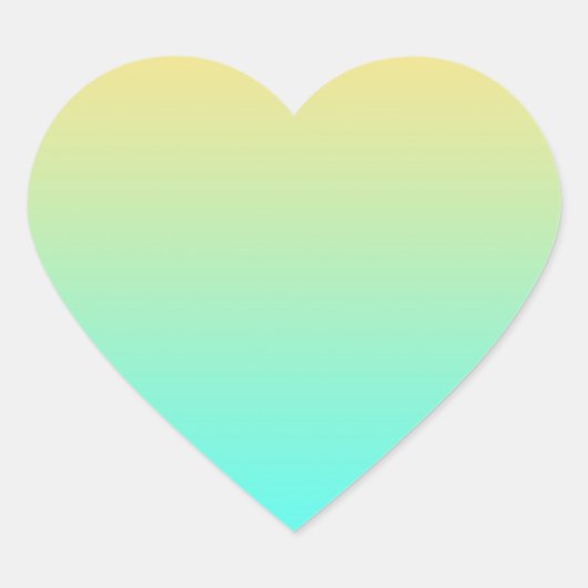 Pastel Gradient Hintergrund Türkis Gelb Herz-Aufkleber (Vorderseite)