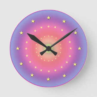 Pastel Gradient mit Stars Wall Clock Runde Wanduhr