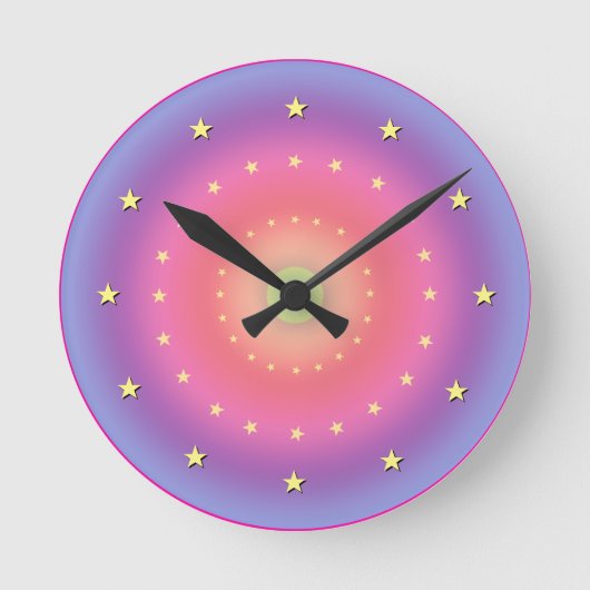 Pastel Gradient mit Stars Wall Clock Runde Wanduhr (Vorderseite)