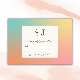 Pastel Gradient Rainbow Wedding RSVP Card Karte