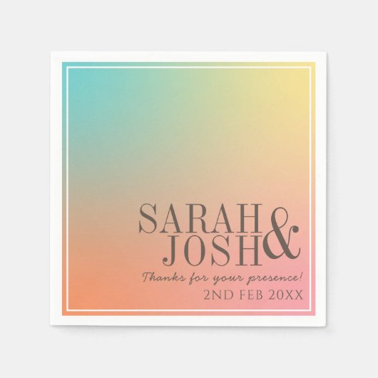 Pastel Gradient Retro farbenfroh Cool Ombre Weddin Serviette (Vorderseite)
