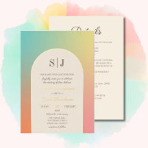 Pastel Gradient Retro Golden Arch Frame Wedding