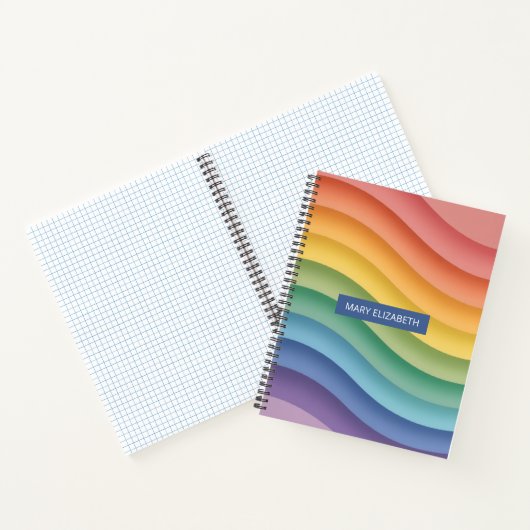 Pastel Gradient Wave Stripes Personalized Notebook Notizblock (Innenseite)