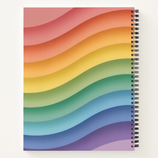 Pastel Gradient Wave Stripes Personalized Notebook Notizblock (Rückseite)