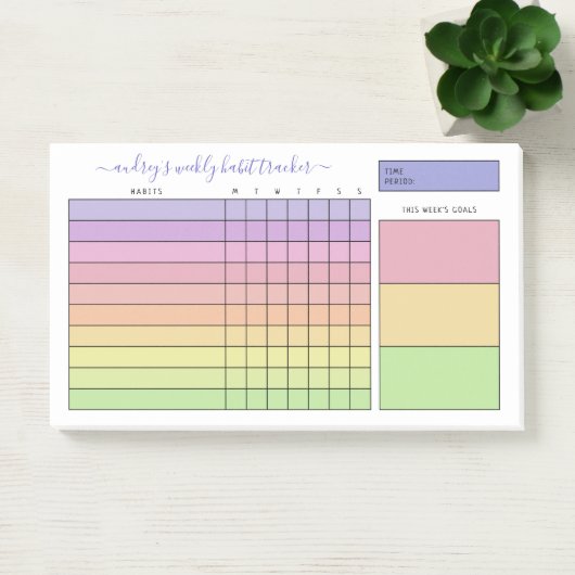 Pastel Gradient Weekly Habit Tracker Post-it Klebezettel (Büro)