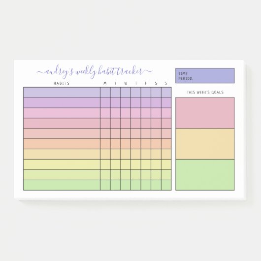 Pastel Gradient Weekly Habit Tracker Post-it Klebezettel (Vorderseite)