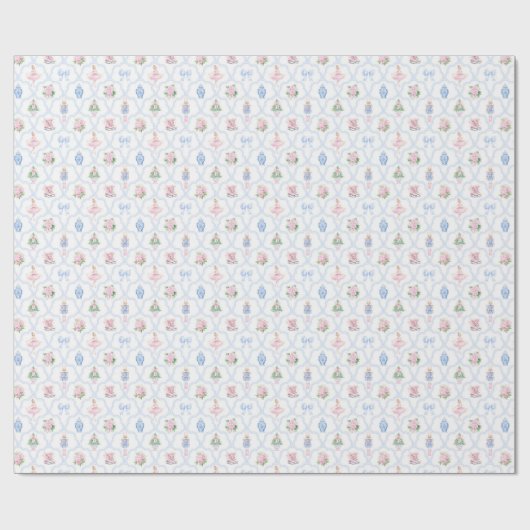 Pastel Grandmillennial Watercolor Nutcracker Geschenkpapier (Flach)