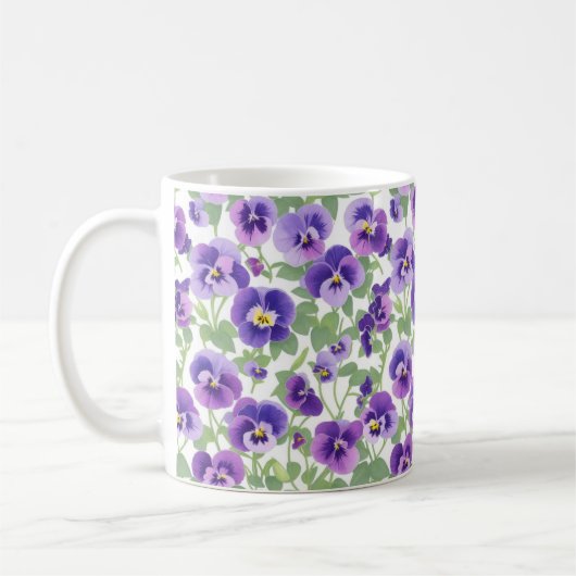 Pastel Graphic Lila Stiefmütterchen Kaffeetasse (Links)