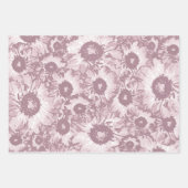 Pastel Grau Aquamarin grünes Blumenmuster Geschenkpapier Set (Vorderseite)