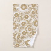Pastel Grau Light Brown Floral Pattern Badhandtuch Set (Handtuch)