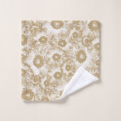 Pastel Grau Light Brown Floral Pattern Badhandtuch Set (Waschlappen)