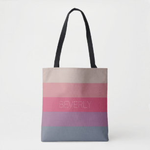 Pastel Grau Lila Pink 5 Farben Name Personalisiert Tasche
