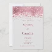 Pastel graue Rose Gold silber Glitzer Hochzeit Einladung (Vorderseite)