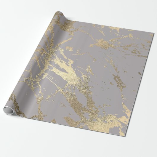 Pastel Gray Abstrakt Foxier Gold Marmor Shiny Glam Geschenkpapier (Ungerollt)