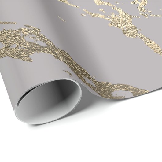 Pastel Gray Abstrakt Foxier Gold Marmor Shiny Glam Geschenkpapier (Rolleneckpunkt)